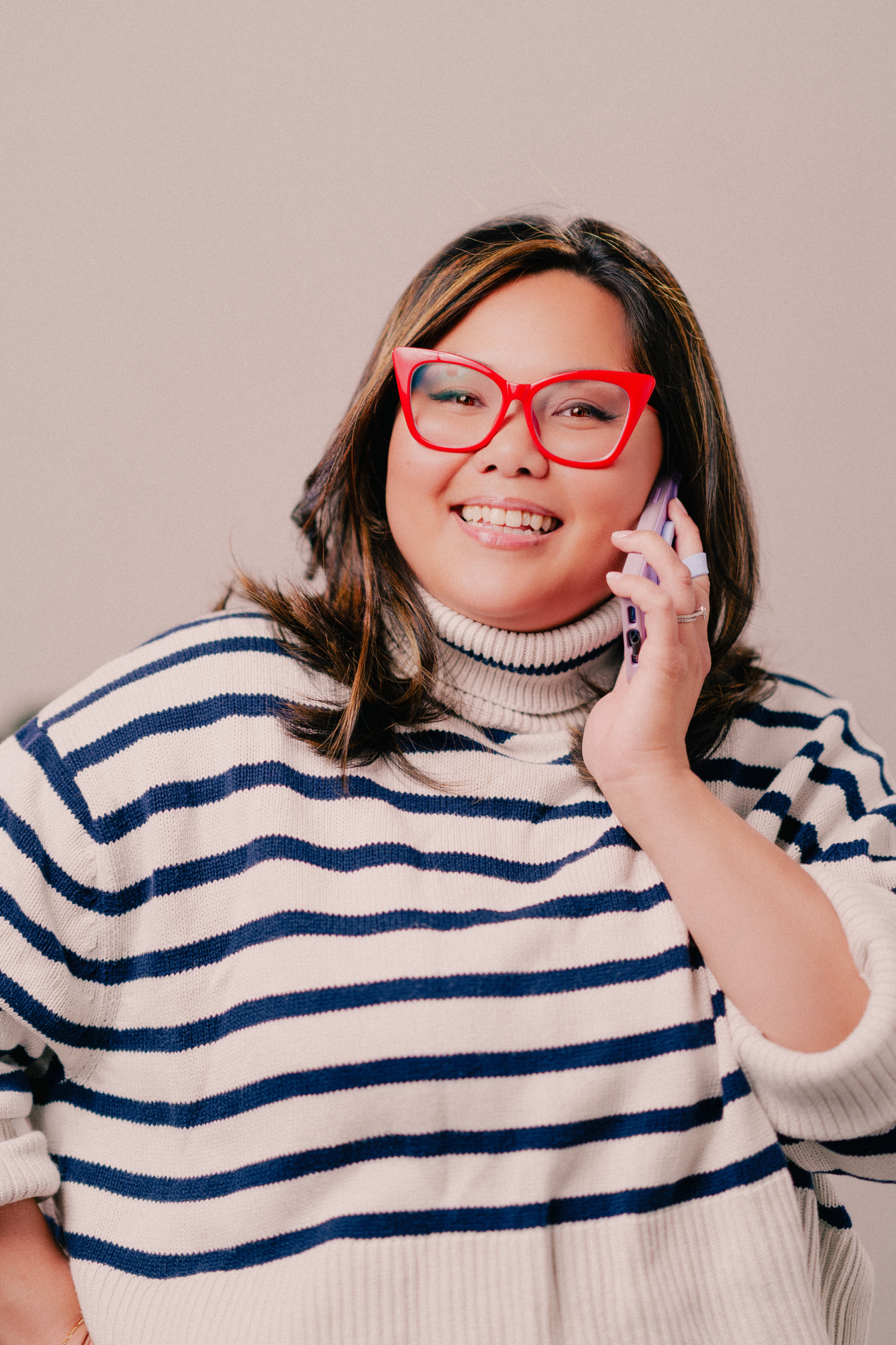 Kristine on a client call